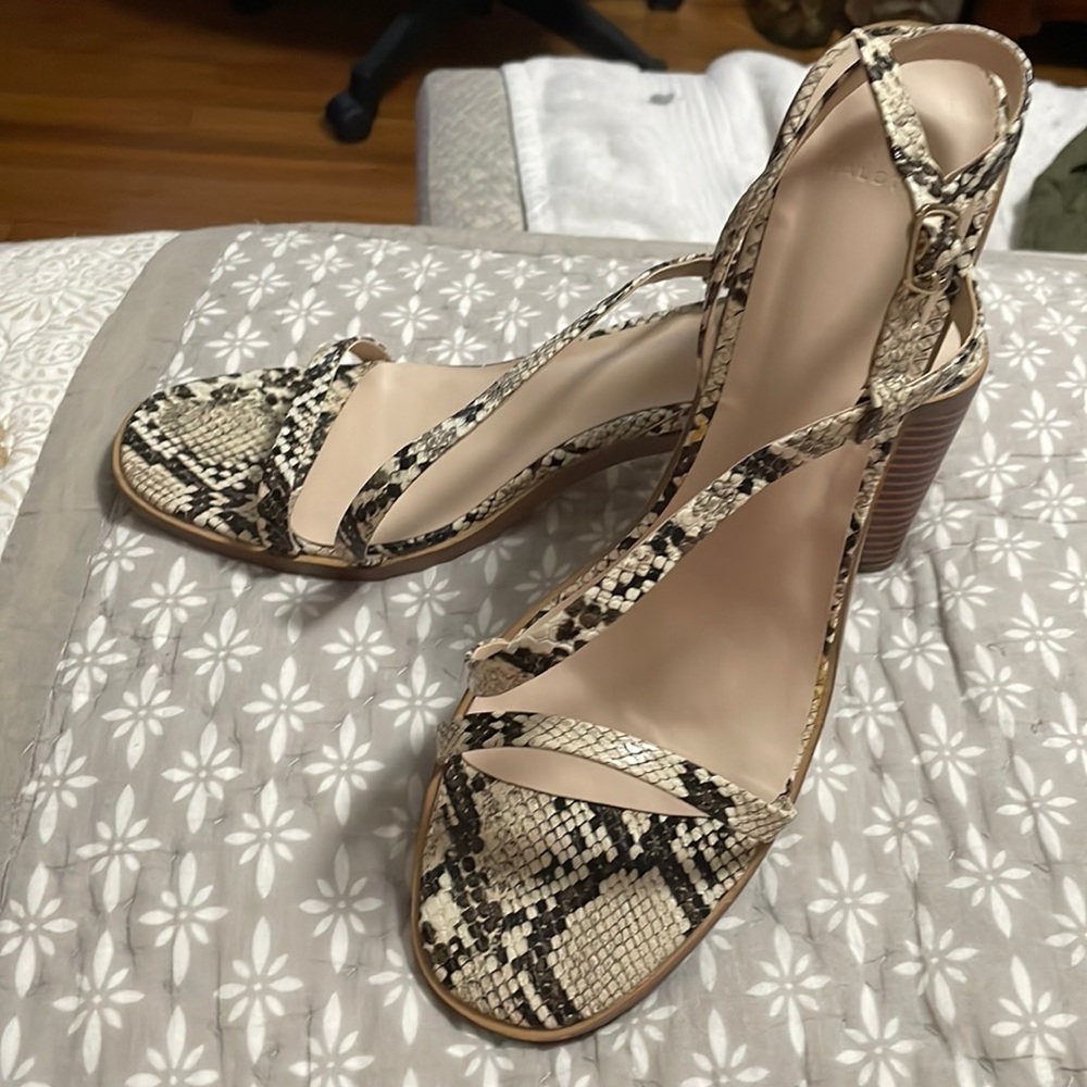 Halston sling back block heel sandals